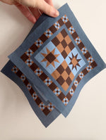 Fabric Panel Quilted Star Squares Set of 2 | Patchwork design 100% Cotton Panel 19x19cm