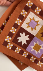 Fabric Panel Quilted Star Squares Set of 2 | Patchwork design 100% Cotton Panel 19x19cm