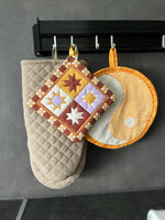 Fabric Panel Quilted Star Squares Set of 2 | Patchwork design 100% Cotton Panel 19x19cm