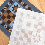 Fabric Panel Quilted Star Squares Set of 2 | Patchwork design 100% Cotton Panel 19x19cm