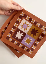 Fabric Panel Quilted Star Squares Set of 2 | Patchwork design 100% Cotton Panel 19x19cm